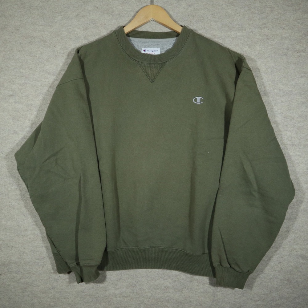 Champion Crewneck Sweatshirt Mens XL Olive Green Cotton Blend Pullover Y2K Retro